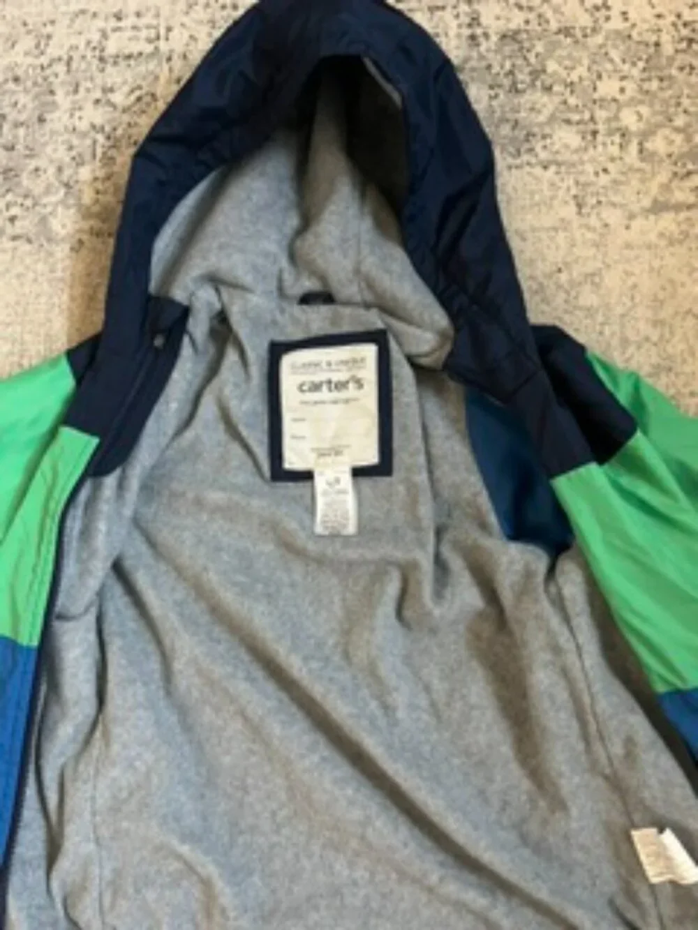 🧡3/15 Carter's Jacket Colorblock Navy Green Blue Boys L/7